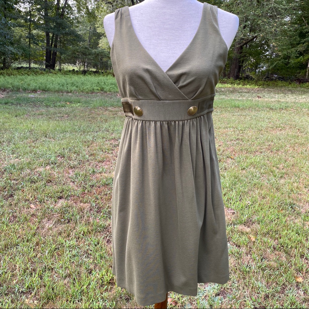 Cynthia Steffe New Dress Mini Olive Green Sleeveless V-Neck Size 6